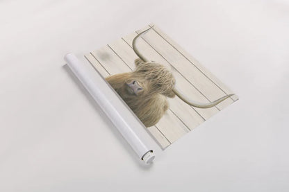 Highland Cow Shiplap v2 by James Wiens. shown as a rolled paper print. Available as archival giclee rolled canvas, fine art paper, or poster print. SKU 52844i.