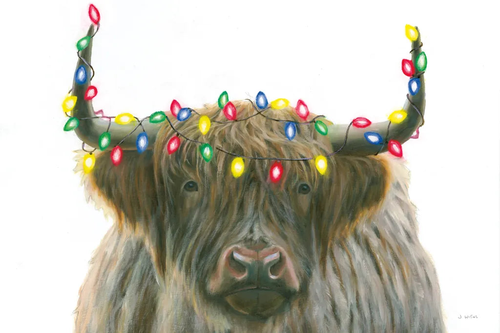 Holiday Highlander by James Wiens. SKU 56448i. Archival Giclee Fine art print for wall decor.