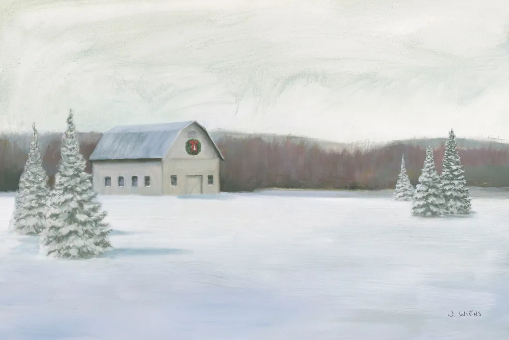 Holiday Winter Barn by James Wiens. SKU 75657i. Archival Giclee Fine art print for wall decor.