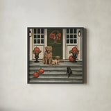 Home Welcoming by James Wiens. Shown in a sleek black glass frame for a contemporary gallery look. Available as an archival giclee rolled canvas, fine art paper, or poster print. SKU 19504a.