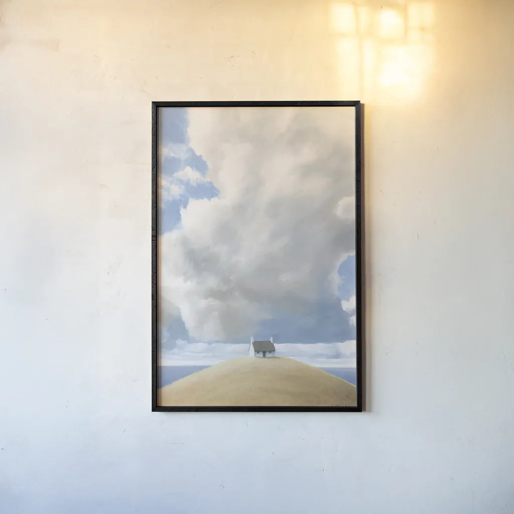 House on the Hill by James Wiens. shown as a paper print in a black flame. Available as a archival giclee rolled canvas, fine art paper, or poster print. SKU 72484h.