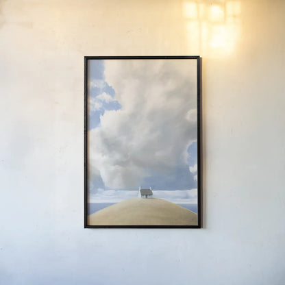 House on the Hill by James Wiens. shown as a paper print in a black flame. Available as a archival giclee rolled canvas, fine art paper, or poster print. SKU 72484h.