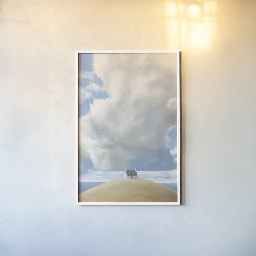 House on the Hill by James Wiens. shown as a paper print in a white frame. Available as a archival giclee rolled canvas, fine art paper, or poster print. SKU 72484h.