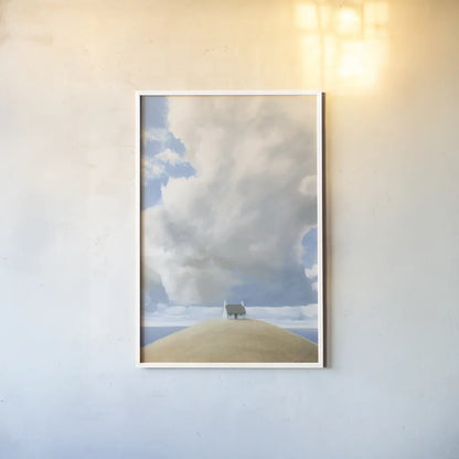 House on the Hill by James Wiens. shown as a paper print in a white frame. Available as a archival giclee rolled canvas, fine art paper, or poster print. SKU 72484h.