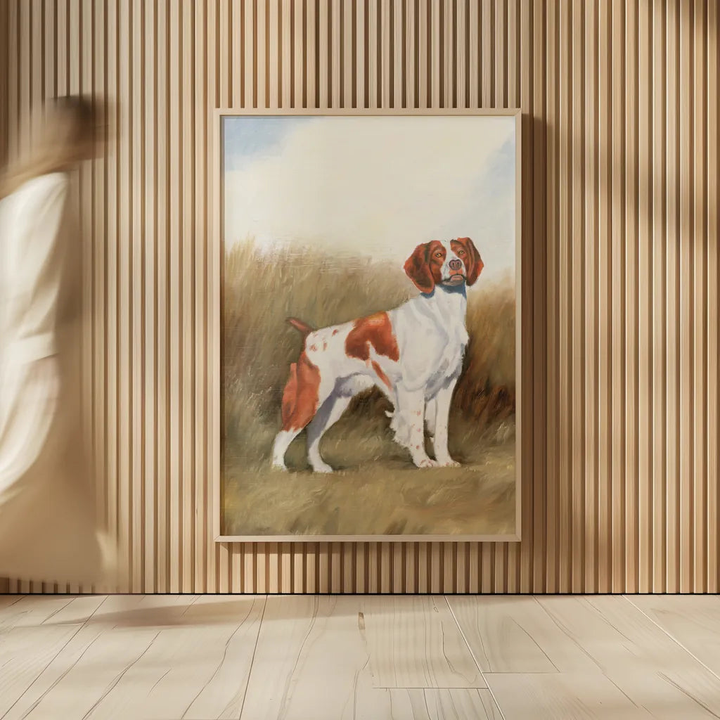 Hunting Dog I by James Wiens. shown as over sized large wall art. Available as an archival giclee rolled canvas, fine art paper, or poster print. SKU 76114h.