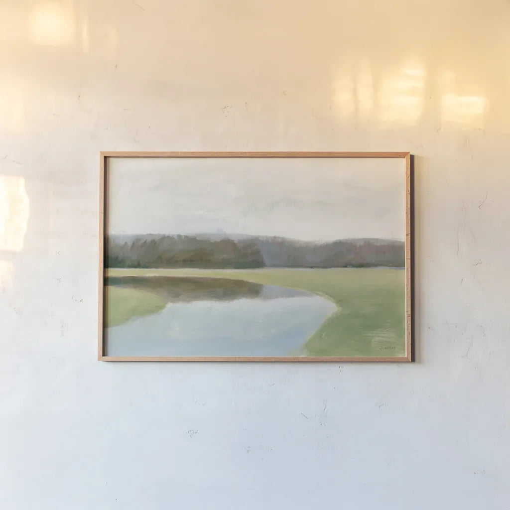 Interior Lake II by James Wiens. shown as a paper print in a natural frame. Available as a archival giclee rolled canvas, fine art paper, or poster print. SKU 73425i.