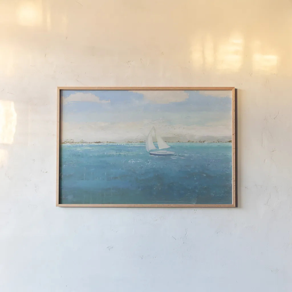 Into the Blue by James Wiens. shown as a paper print in a natural frame. Available as a archival giclee rolled canvas, fine art paper, or poster print. SKU 75175i.