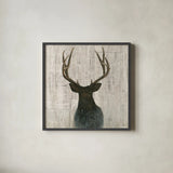 Into the Forest Birch Crop by James Wiens. Shown in a sleek black glass frame for a contemporary gallery look. Available as an archival giclee rolled canvas, fine art paper, or poster print. SKU 22254a.