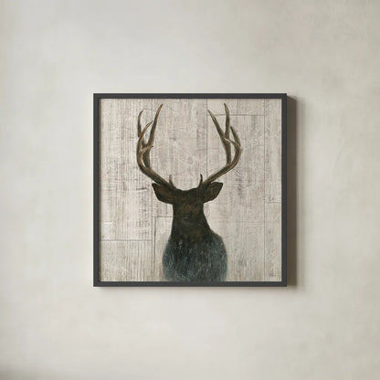 Into the Forest Birch Crop by James Wiens. Shown in a sleek black glass frame for a contemporary gallery look. Available as an archival giclee rolled canvas, fine art paper, or poster print. SKU 22254a.