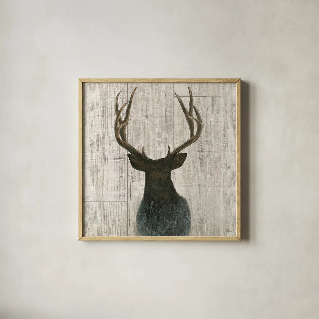 Into the Forest Birch Crop by James Wiens. Shown in a natural wood glass frame for a timeless modern aesthetic. Available as an archival giclee rolled canvas, fine art paper, or poster print. SKU 22254a.