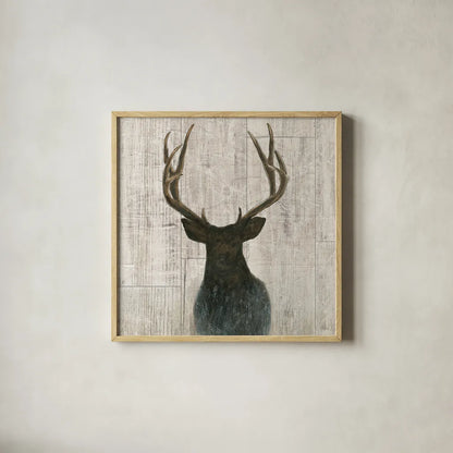 Into the Forest Birch Crop by James Wiens. Shown in a natural wood glass frame for a timeless modern aesthetic. Available as an archival giclee rolled canvas, fine art paper, or poster print. SKU 22254a.