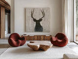 Into the Forest Birch Crop by James Wiens. Shown as extra-large giant wall art in a modern living room. Available as an archival giclee rolled canvas, fine art paper, or poster print. SKU 22254a.
