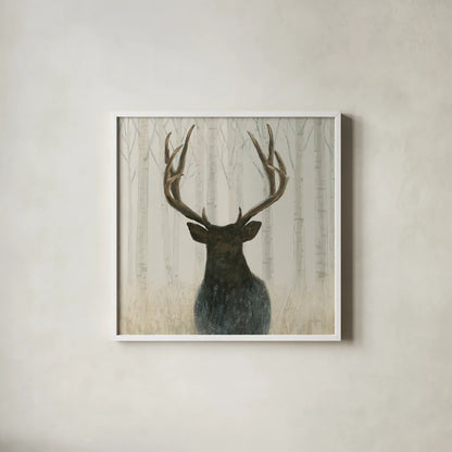 Into the Forest Warm Crop by James Wiens. Shown in a crisp white glass frame for a clean and minimalist style. Available as an archival giclee rolled canvas, fine art paper, or poster print. SKU 50174a.