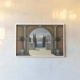 Italian Balcony by James Wiens. shown as a paper print in a white frame. Available as a archival giclee rolled canvas, fine art paper, or poster print. SKU 10407i.