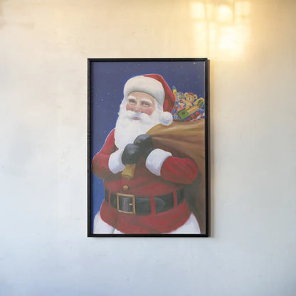 James Santa by James Wiens. shown as a paper print in a black flame. Available as a archival giclee rolled canvas, fine art paper, or poster print. SKU 65797h.