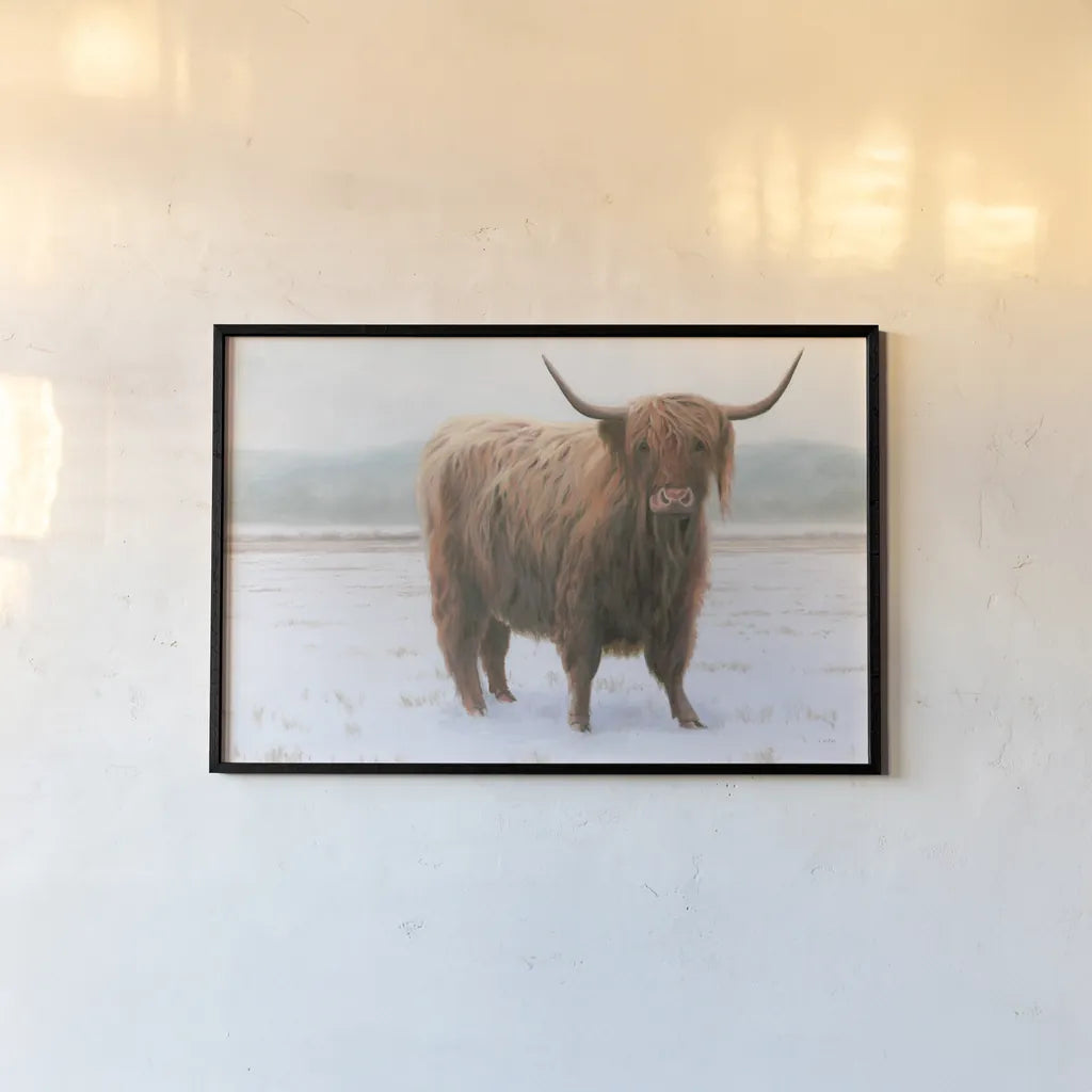 King of the Highland Fields by James Wiens. shown as a paper print in a black flame. Available as a archival giclee rolled canvas, fine art paper, or poster print. SKU 56445i.