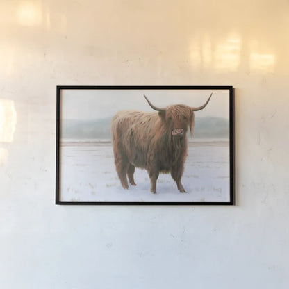 King of the Highland Fields by James Wiens. shown as a paper print in a black flame. Available as a archival giclee rolled canvas, fine art paper, or poster print. SKU 56445i.