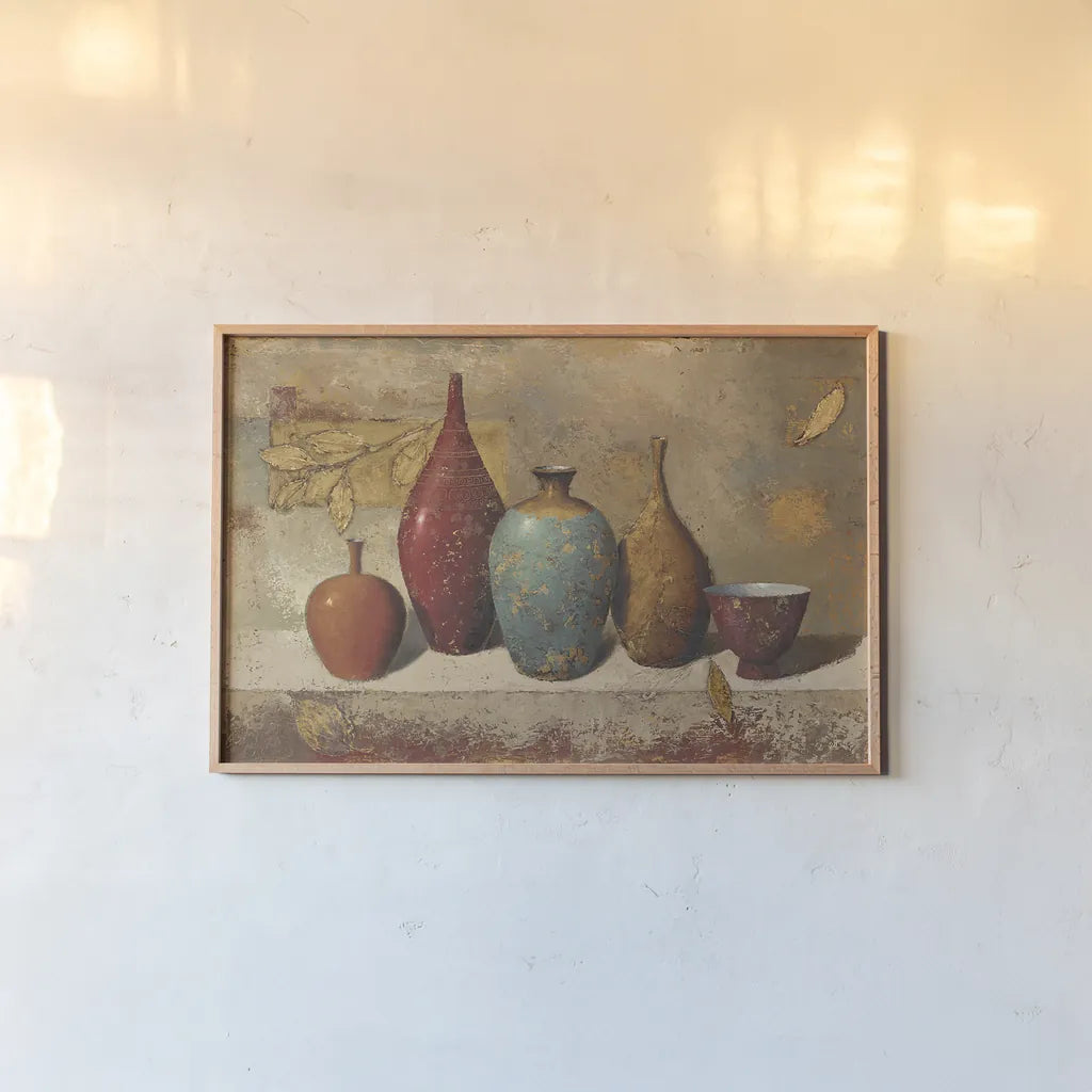 Leaves and Vessels by James Wiens. shown as a paper print in a natural frame. Available as a archival giclee rolled canvas, fine art paper, or poster print. SKU 10554i.