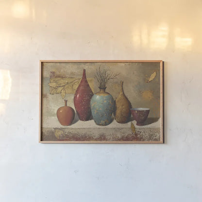 Leaves and Vessels with Twigs by James Wiens. shown as a paper print in a natural frame. Available as a archival giclee rolled canvas, fine art paper, or poster print. SKU 11127i.