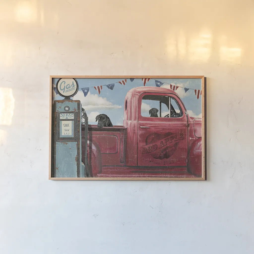 Lets Go for a Ride I by James Wiens. shown as a paper print in a natural frame. Available as a archival giclee rolled canvas, fine art paper, or poster print. SKU 14804i.