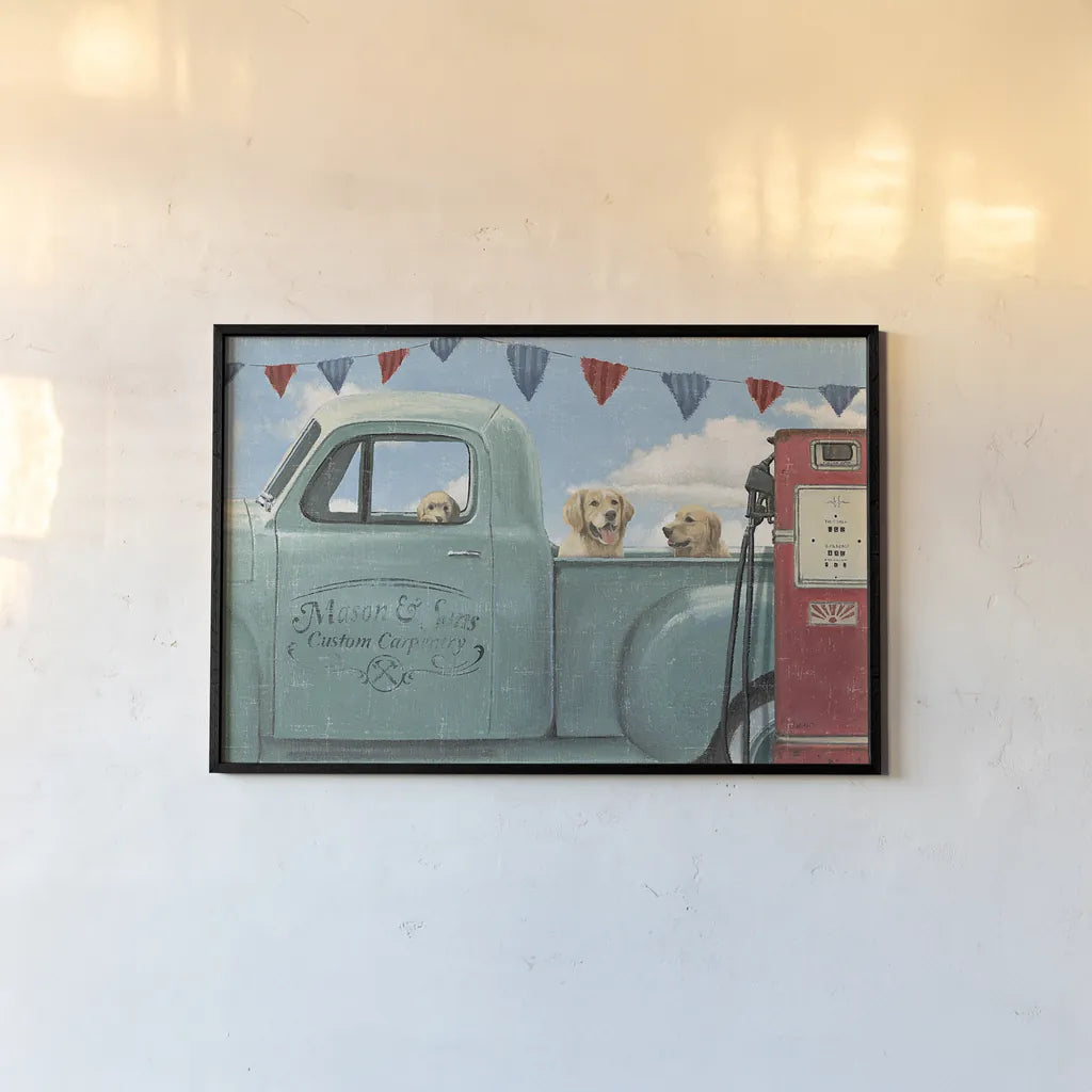 Lets Go for a Ride II by James Wiens. shown as a paper print in a black flame. Available as a archival giclee rolled canvas, fine art paper, or poster print. SKU 14805i.