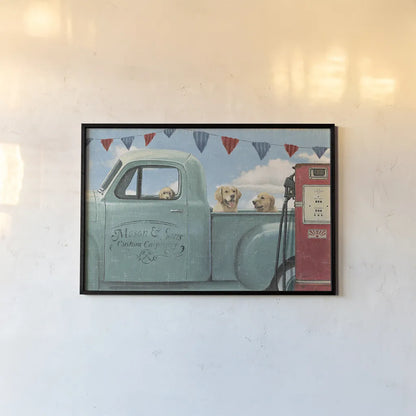 Lets Go for a Ride II by James Wiens. shown as a paper print in a black flame. Available as a archival giclee rolled canvas, fine art paper, or poster print. SKU 14805i.