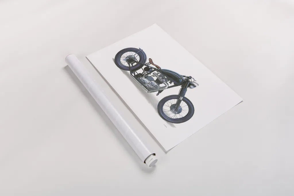 Lets Roll I White by James Wiens. shown as a rolled paper print. Available as archival giclee rolled canvas, fine art paper, or poster print. SKU 53217i.