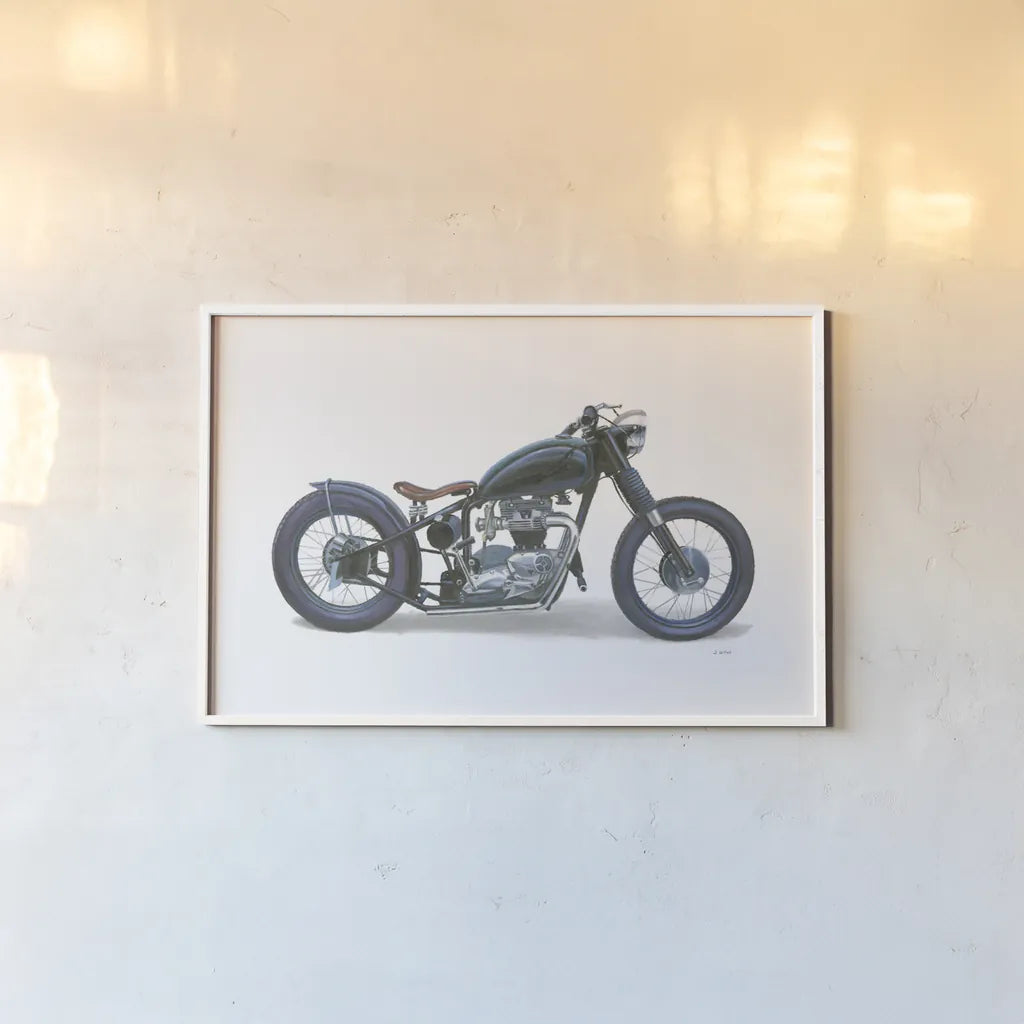 Lets Roll I White by James Wiens. shown as a paper print in a white frame. Available as a archival giclee rolled canvas, fine art paper, or poster print. SKU 53217i.