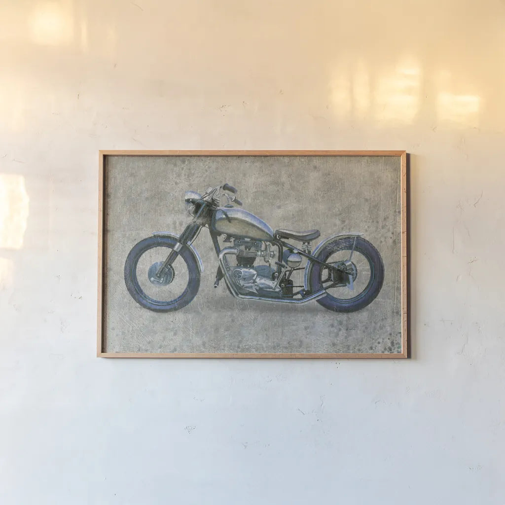 Lets Roll II Grunge by James Wiens. shown as a paper print in a natural frame. Available as a archival giclee rolled canvas, fine art paper, or poster print. SKU 54951i.