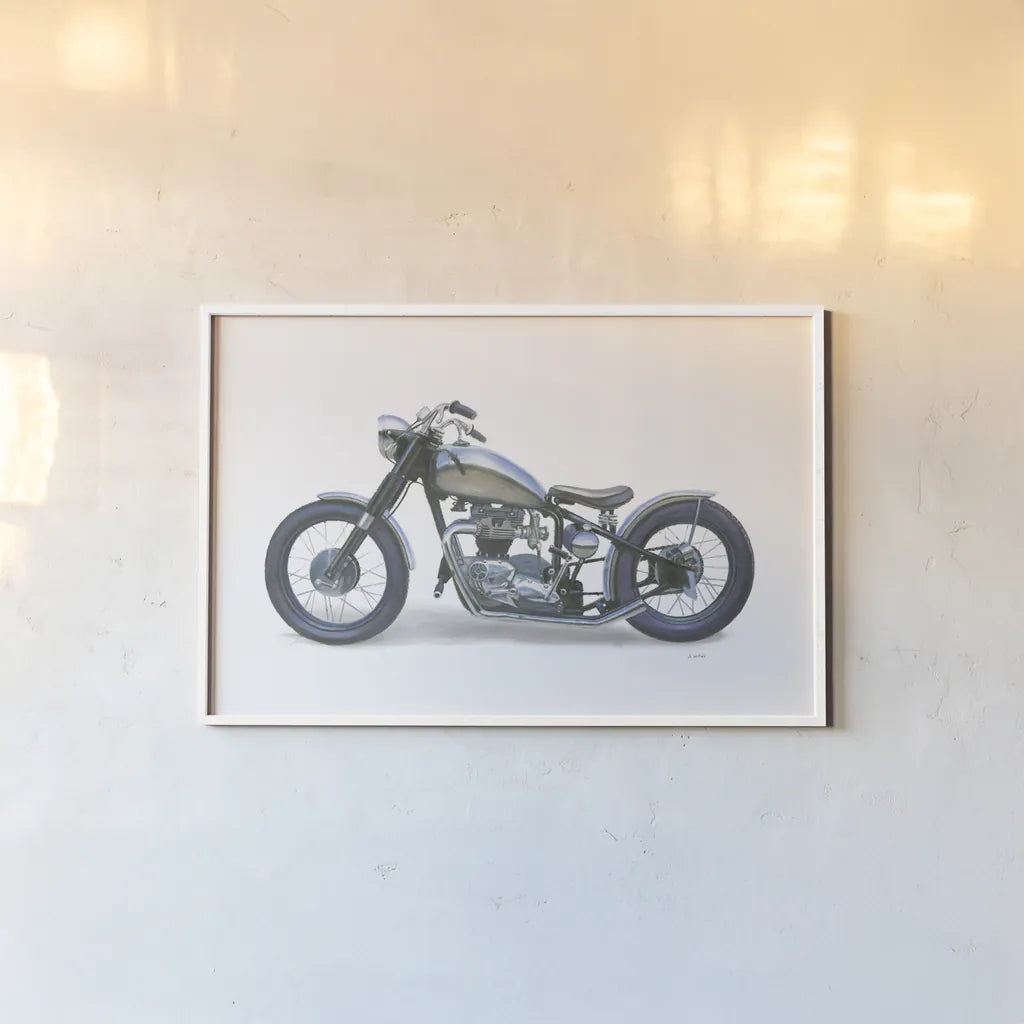 Lets Roll II White by James Wiens. shown as a paper print in a white frame. Available as a archival giclee rolled canvas, fine art paper, or poster print. SKU 53218i.