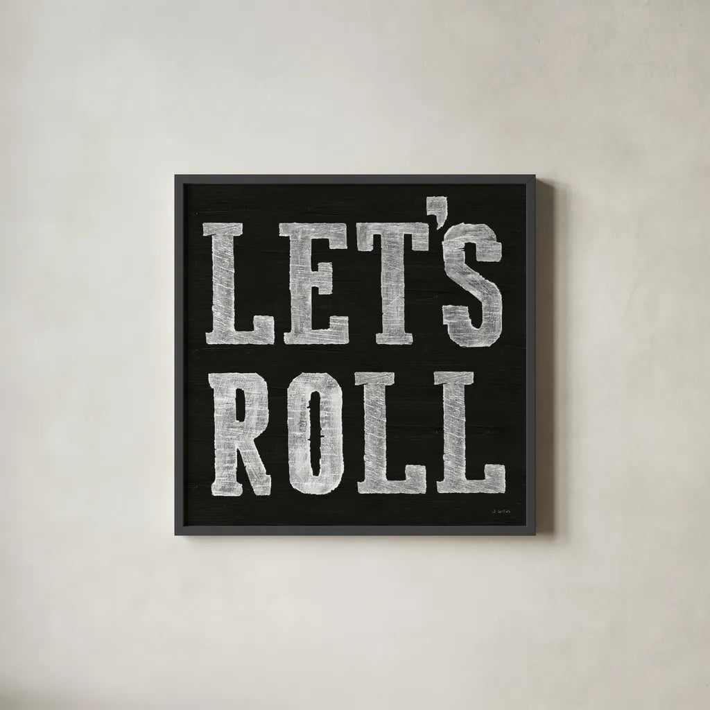 Lets Roll V by James Wiens. Shown in a sleek black glass frame for a contemporary gallery look. Available as an archival giclee rolled canvas, fine art paper, or poster print. SKU 53215a.