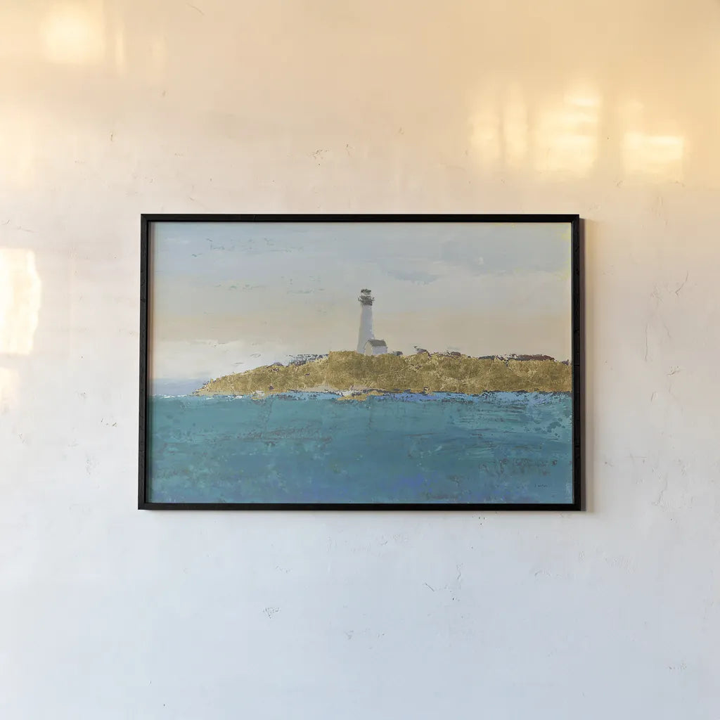 Lighthouse Seascape I v2 Crop by James Wiens. shown as a paper print in a black flame. Available as a archival giclee rolled canvas, fine art paper, or poster print. SKU 23371i.