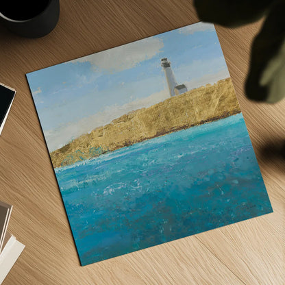 Lighthouse Seascape II Crop by James Wiens. Shown as a detailed flat fine art print, highlighting archival giclee quality. Available as an archival giclee rolled canvas, fine art paper, or poster print. SKU 22349a.