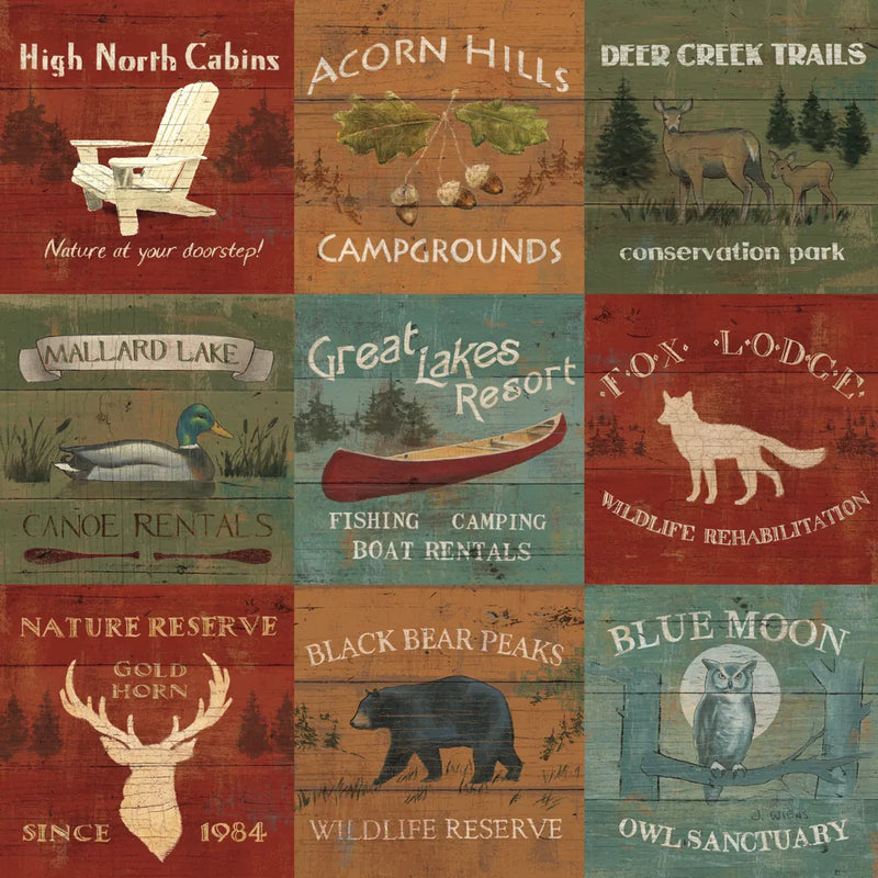 Lodge Signs XI by James Wiens. SKU 33308a. Archival Giclee Fine art print for wall decor.