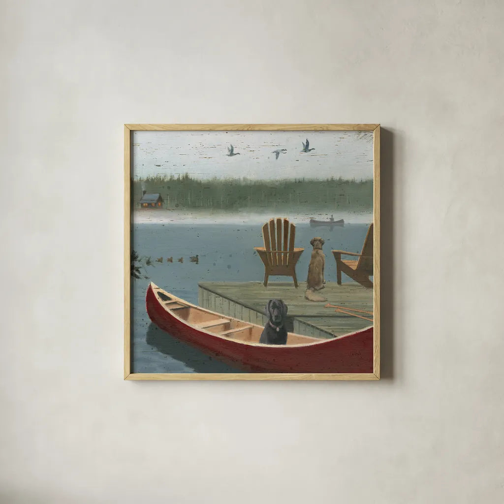 Lodge Trail Crop by James Wiens. Shown in a natural wood glass frame for a timeless modern aesthetic. Available as an archival giclee rolled canvas, fine art paper, or poster print. SKU 15490a.