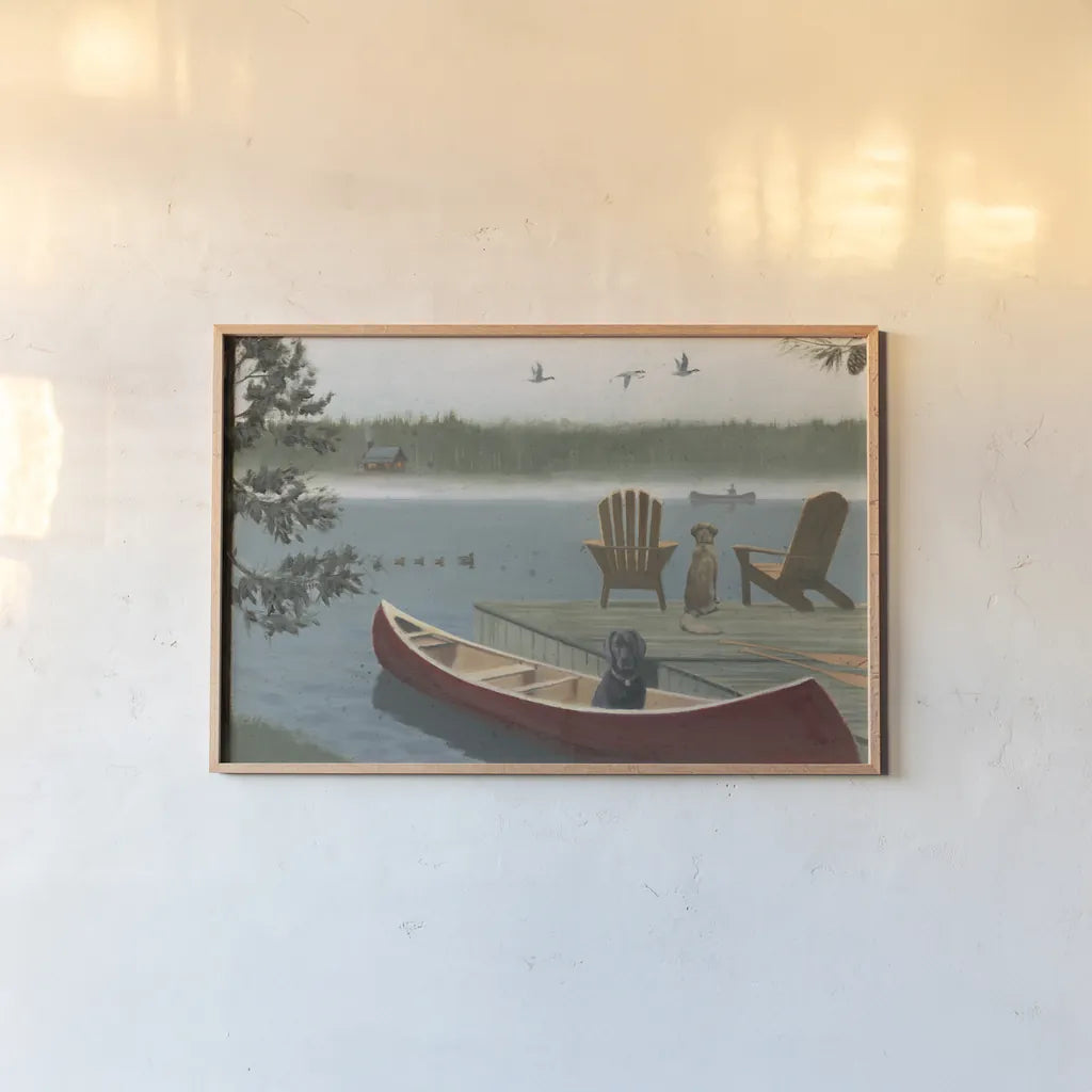 Lodge Trail No Wood by James Wiens. shown as a paper print in a natural frame. Available as a archival giclee rolled canvas, fine art paper, or poster print. SKU 89454i.