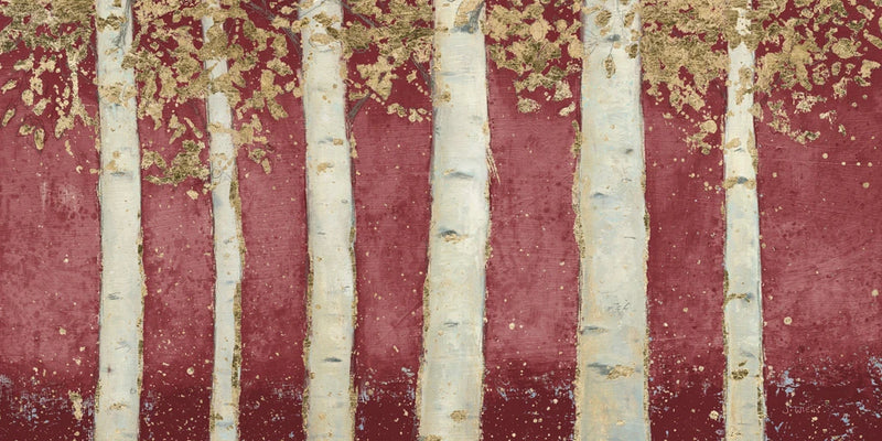 Magnificent Birch Grove Burgundy Crop by James Wiens