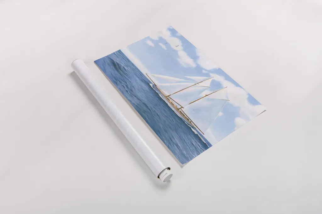 Majestic Sailboat by James Wiens. shown as a rolled paper print. Available as archival giclee rolled canvas, fine art paper, or poster print. SKU 46436i.