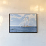 Majestic Sailboat by James Wiens. shown as a paper print in a black flame. Available as a archival giclee rolled canvas, fine art paper, or poster print. SKU 46436i.