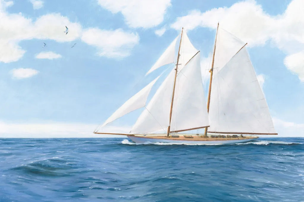 Majestic Sailboat White Sails by James Wiens. SKU 61168i. Archival Giclee Fine art print for wall decor.