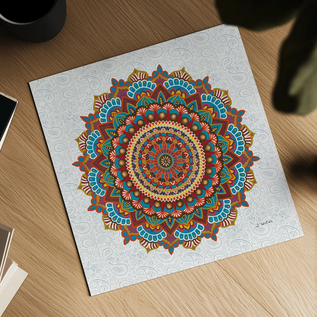 Mandala Dream by James Wiens. Shown as a detailed flat fine art print, highlighting archival giclee quality. Available as an archival giclee rolled canvas, fine art paper, or poster print. SKU 37093a.