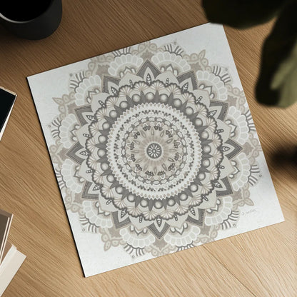 Mandala Dream Neutral Crop by James Wiens. Shown as a detailed flat fine art print, highlighting archival giclee quality. Available as an archival giclee rolled canvas, fine art paper, or poster print. SKU 63999a.