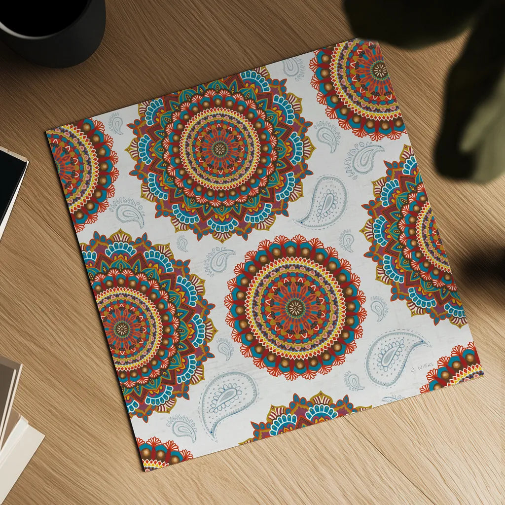 Mandala Dream Pattern IB by James Wiens. Shown as a detailed flat fine art print, highlighting archival giclee quality. Available as an archival giclee rolled canvas, fine art paper, or poster print. SKU 41807a.