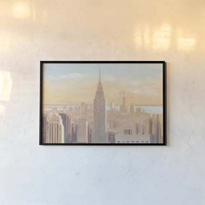 Manhattan Dawn by James Wiens. shown as a paper print in a black flame. Available as a archival giclee rolled canvas, fine art paper, or poster print. SKU 65981i.