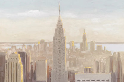 Manhattan Dawn Gold and Neutral by James Wiens. SKU 69084i. Archival Giclee Fine art print for wall decor.
