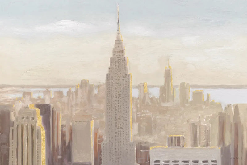 Manhattan Dawn Gold and Neutral by James Wiens. SKU 69084i. Archival Giclee Fine art print for wall decor.