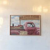 Market Season Crop by James Wiens. shown as a paper print in a natural frame. Available as a archival giclee rolled canvas, fine art paper, or poster print. SKU 18531i.