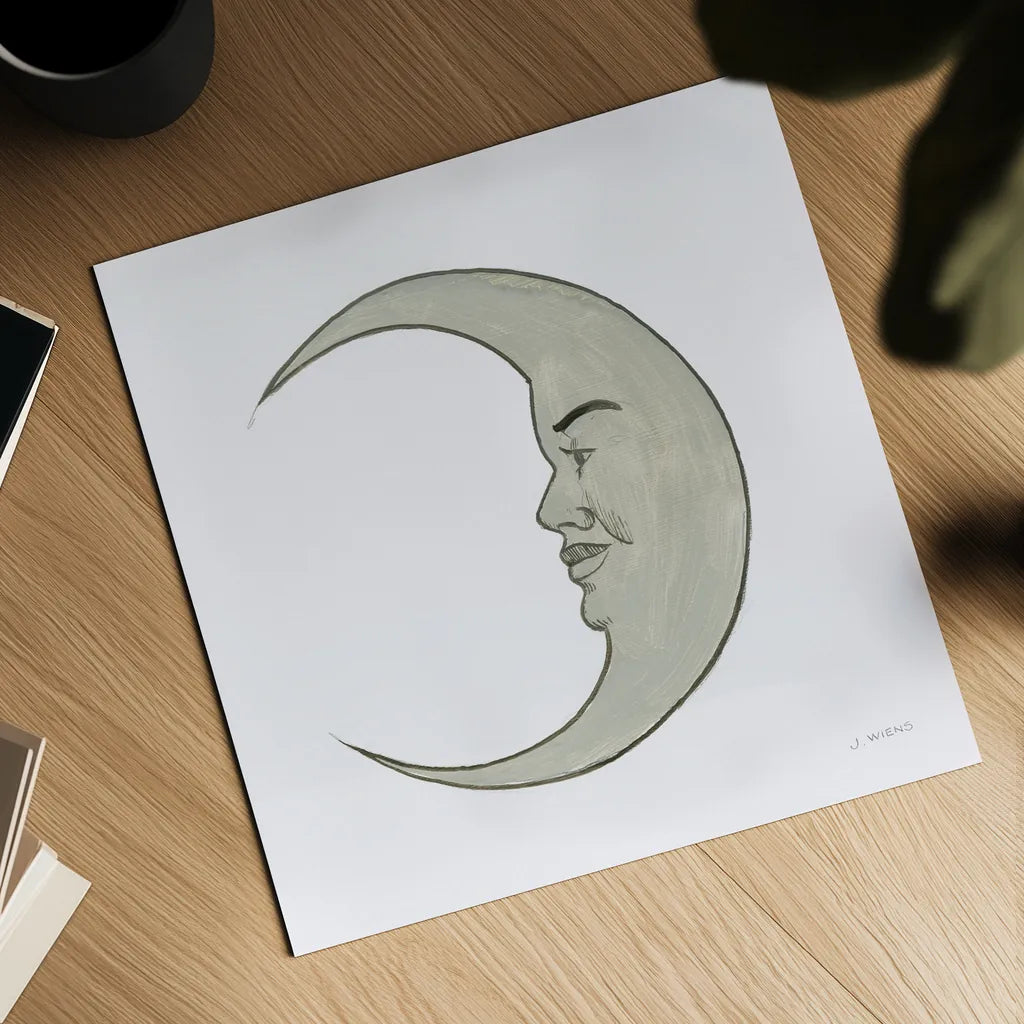 Moon by James Wiens. Shown as a detailed flat fine art print, highlighting archival giclee quality. Available as an archival giclee rolled canvas, fine art paper, or poster print. SKU 76375a.
