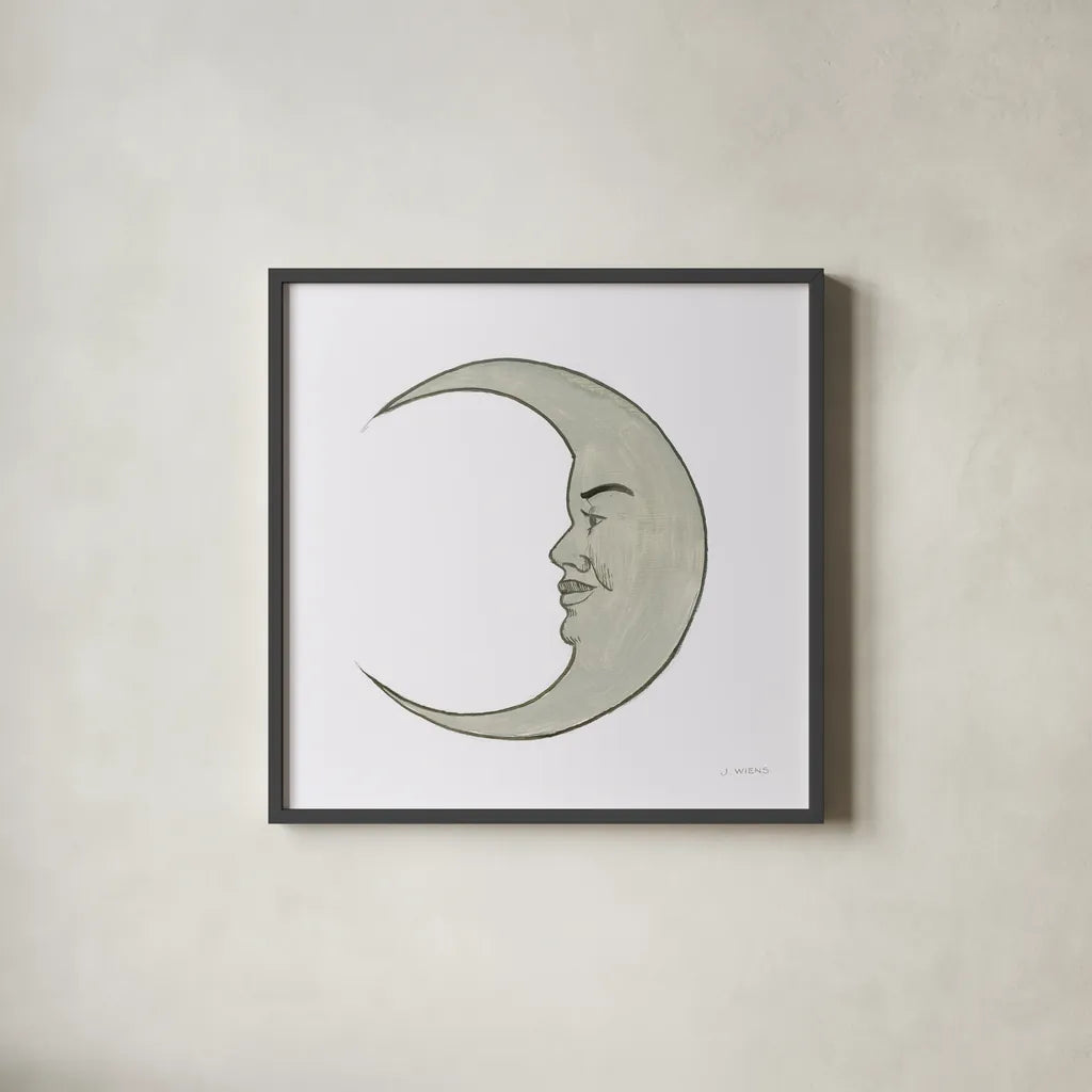 Moon by James Wiens. Shown in a sleek black glass frame for a contemporary gallery look. Available as an archival giclee rolled canvas, fine art paper, or poster print. SKU 76375a.