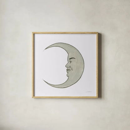 Moon by James Wiens. Shown in a natural wood glass frame for a timeless modern aesthetic. Available as an archival giclee rolled canvas, fine art paper, or poster print. SKU 76375a.